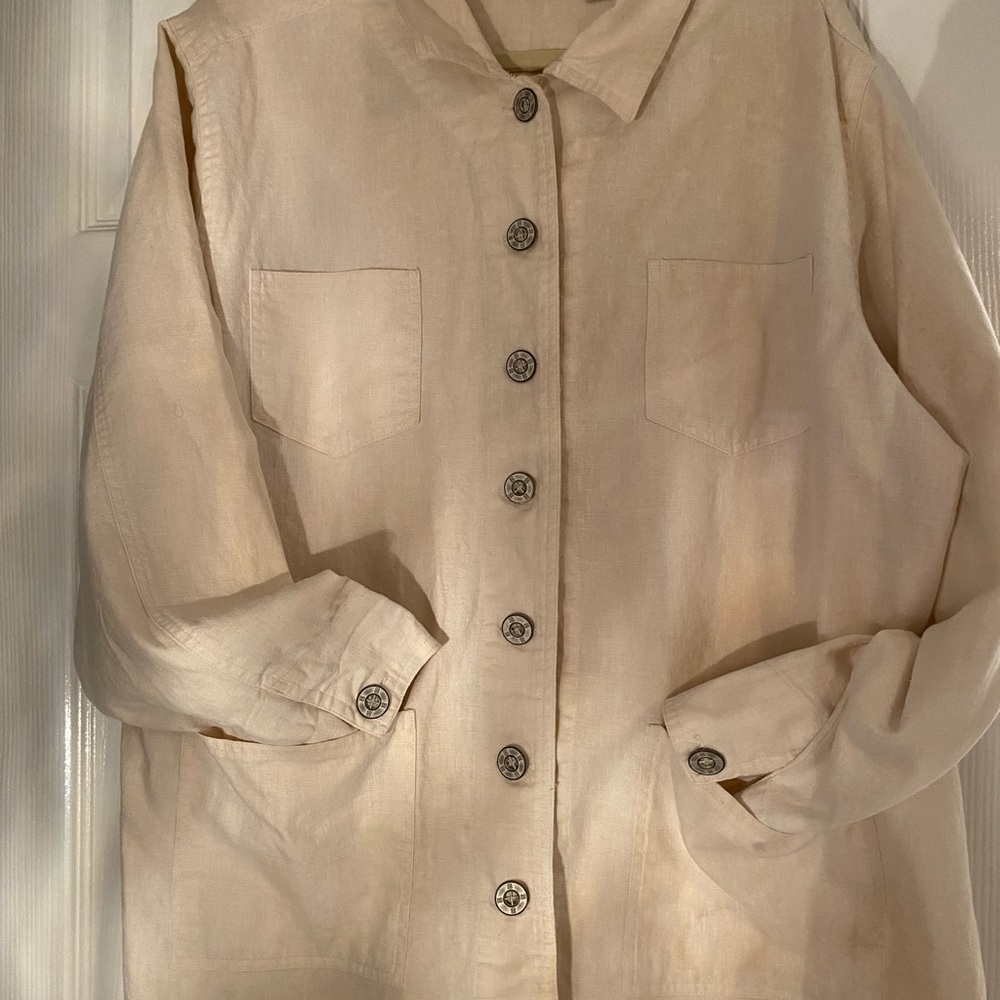 Bill Blass Women's Cream French painters Button-Up Jacket 1X